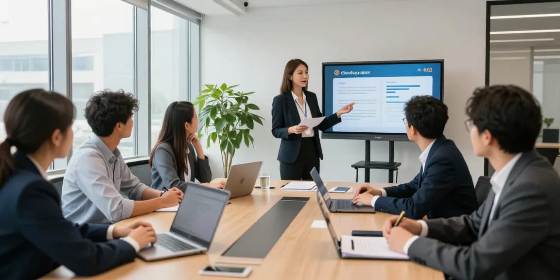Engaging professionals advertising their services during a business meeting
