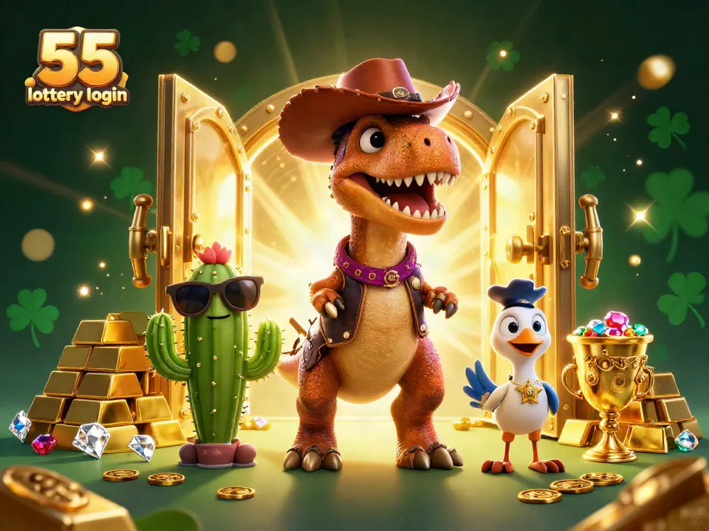 Experience seamless 55 lottery login with fun and engaging casino games featuring vibrant characters.
