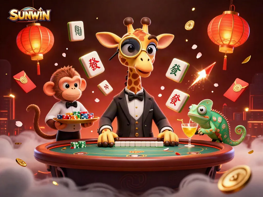 SUNWIN offers vibrant gameplay experiences featuring a high-roller giraffe in a dynamic casino setting.