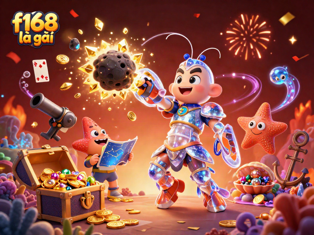 Experience the vibrant world of f168 là gì, where galactic samurai engage in cosmic gaming adventures amidst a treasure explosion.