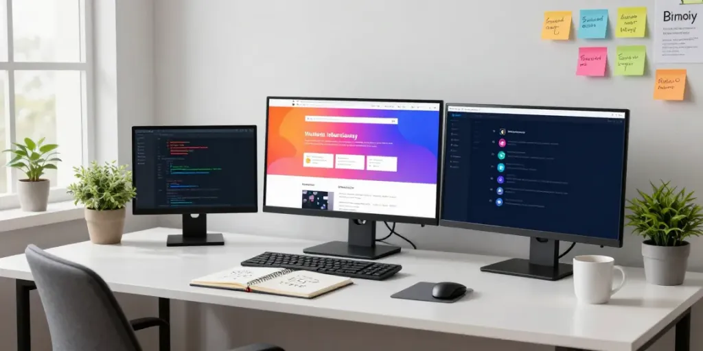 Content creator using instant indexing tools in a modern tech workspace.