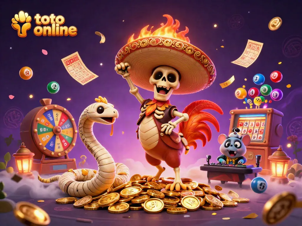 Experience thrilling toto online gaming with a vibrant 3D scene featuring energetic characters and dynamic elements.