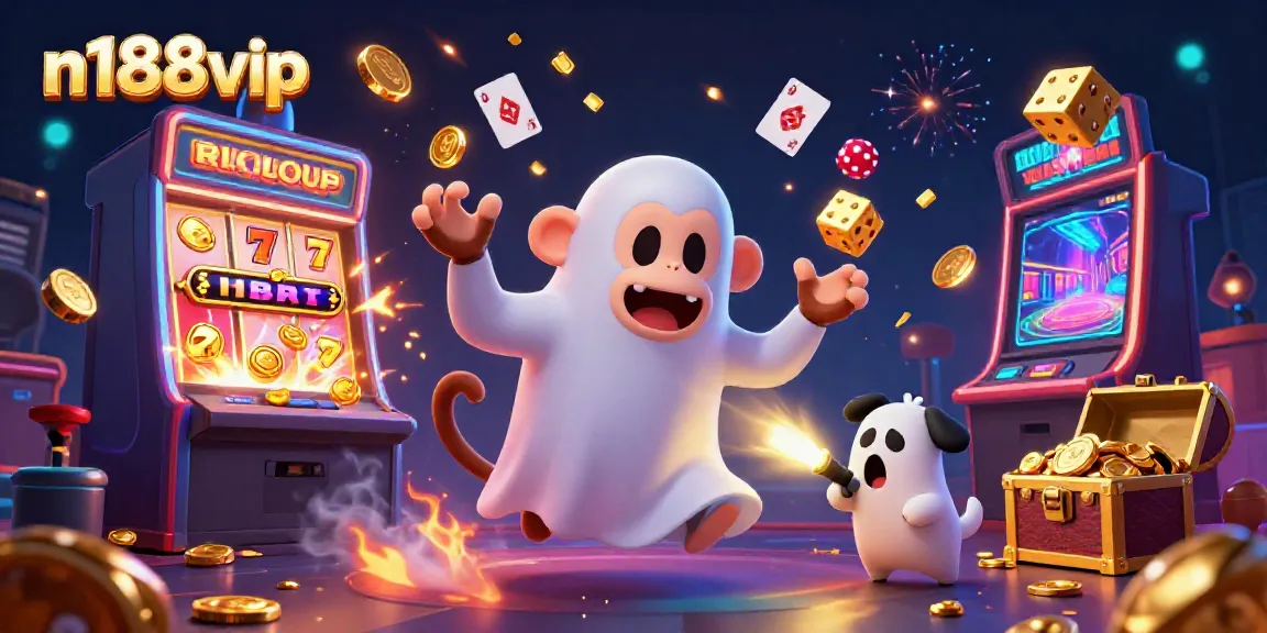 Experience thrilling gameplay at n188vip with vibrant casino chaos and jackpot excitement in a 3D illustration.