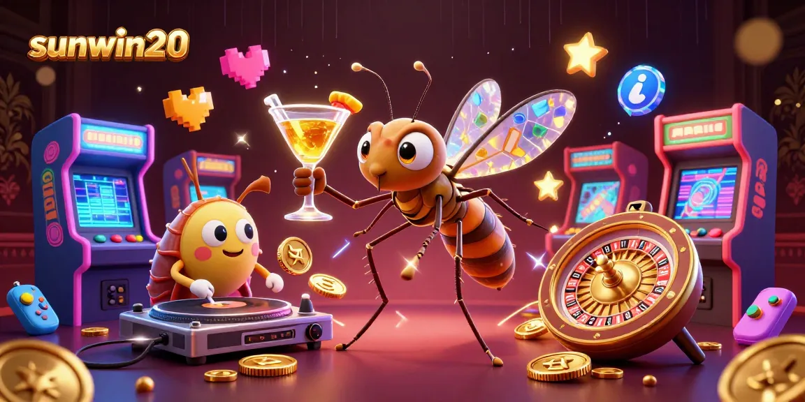 Experience the thrill of sunwin20 with a dynamic casino scene featuring animated characters and vibrant game elements.