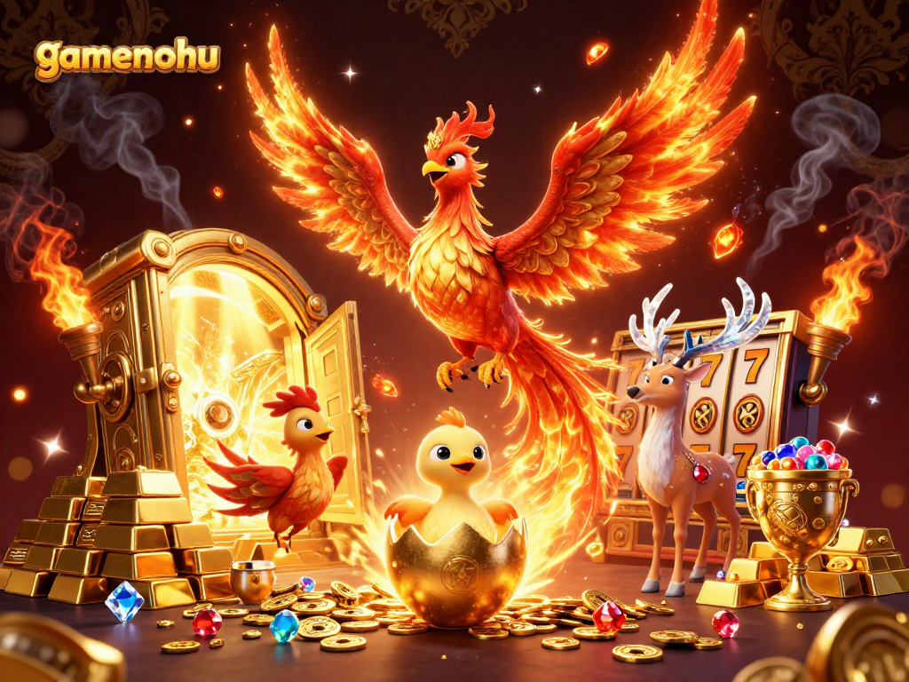 Experience gamenohu's vibrant phoenix-themed casino adventure with stunning 3D graphics and dynamic elements.