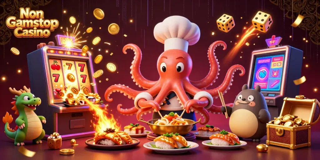 Engage in fun at Non Gamstop Casino, with dynamic octopus chef and dragon cooking up fortune.