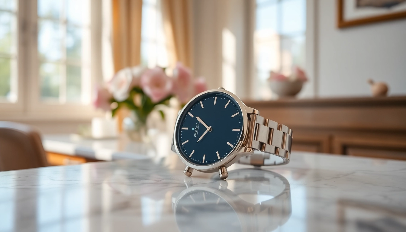 Showcasing a Ladies Classic Smart Watch with elegant details and a shiny metallic design.