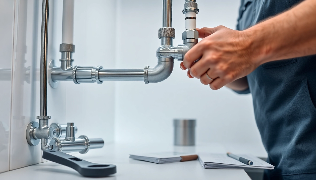 Skilled plumber near me adjusting fixtures in a modern kitchen setup.