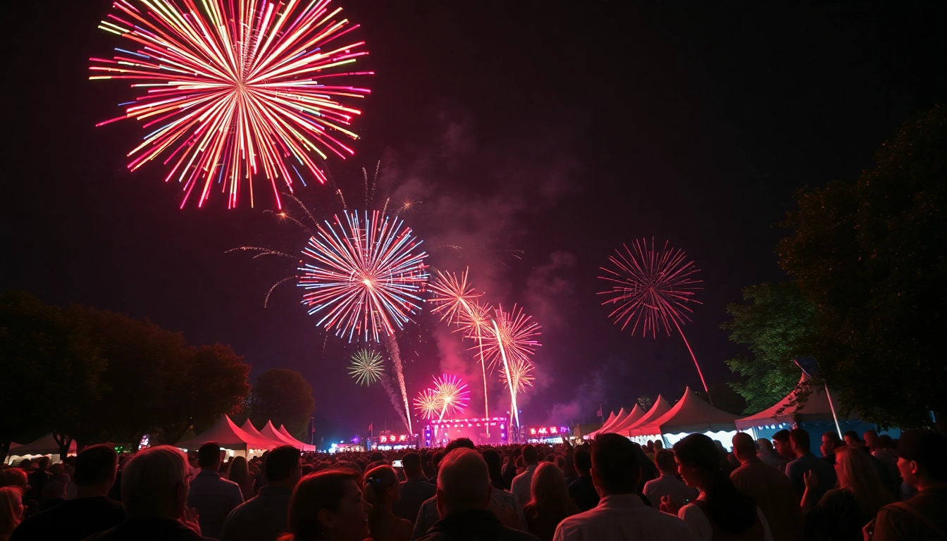 Marvel at the stunning fireworks uk illuminating the night sky during a vibrant festival.