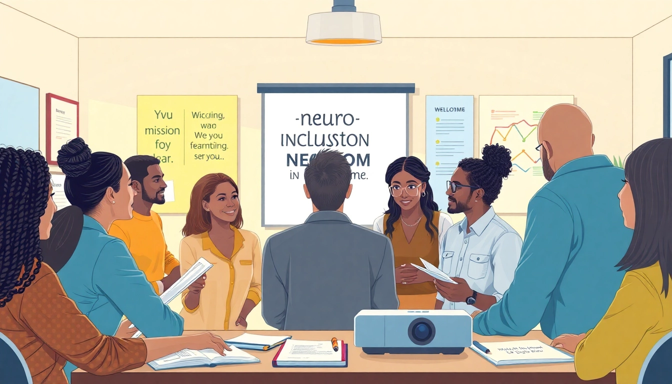 Enhance neuroinclusion training with a diverse team in a collaborative workshop setting.