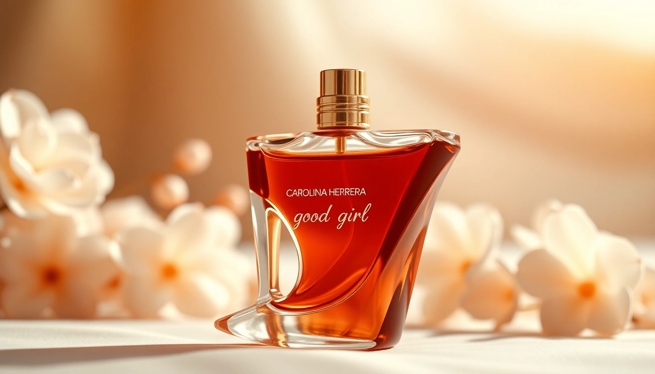 Showcasing the Carolina herrera good girl perfume bottle designed as a high heel with elegant details.