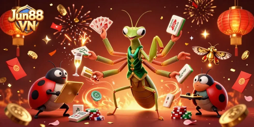 Win big with exciting games at Jun88 VN, featuring vibrant casino characters and elements.